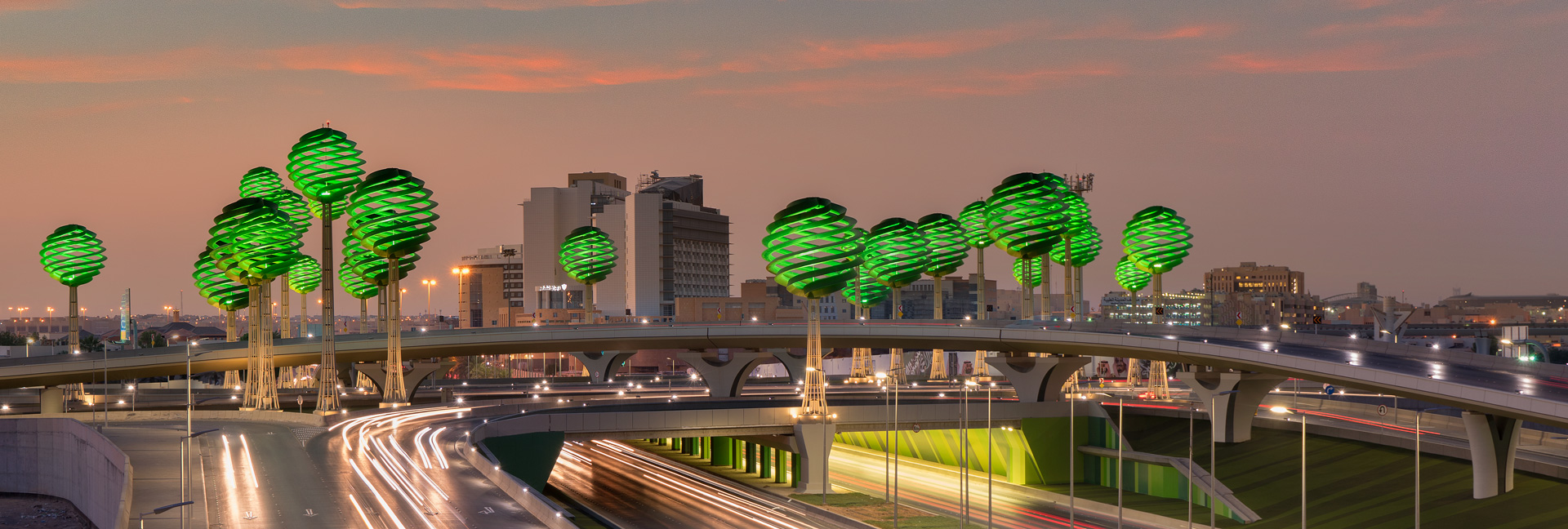 Artistic formations at the King Abdullah Road and King Khalid Road intersection.