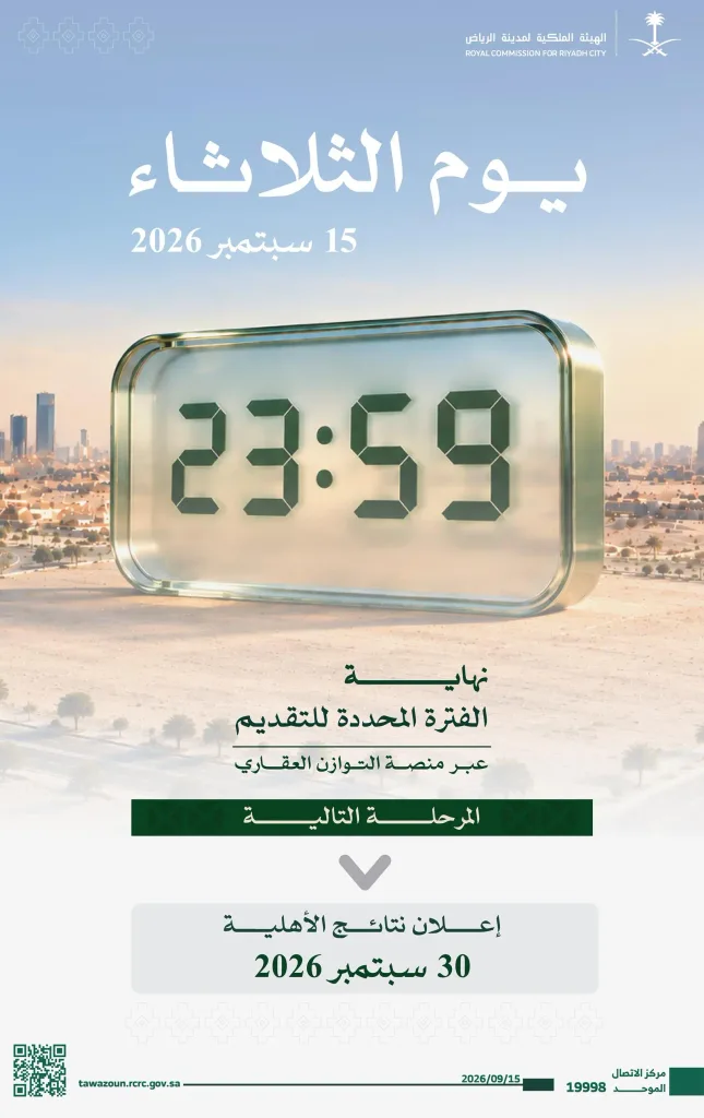 انتهاء فترة استقبال طلبات السنة الثانية من برنامج التوازن العقاري وإعلان نتائج الأهلية في 30 سبتمبر