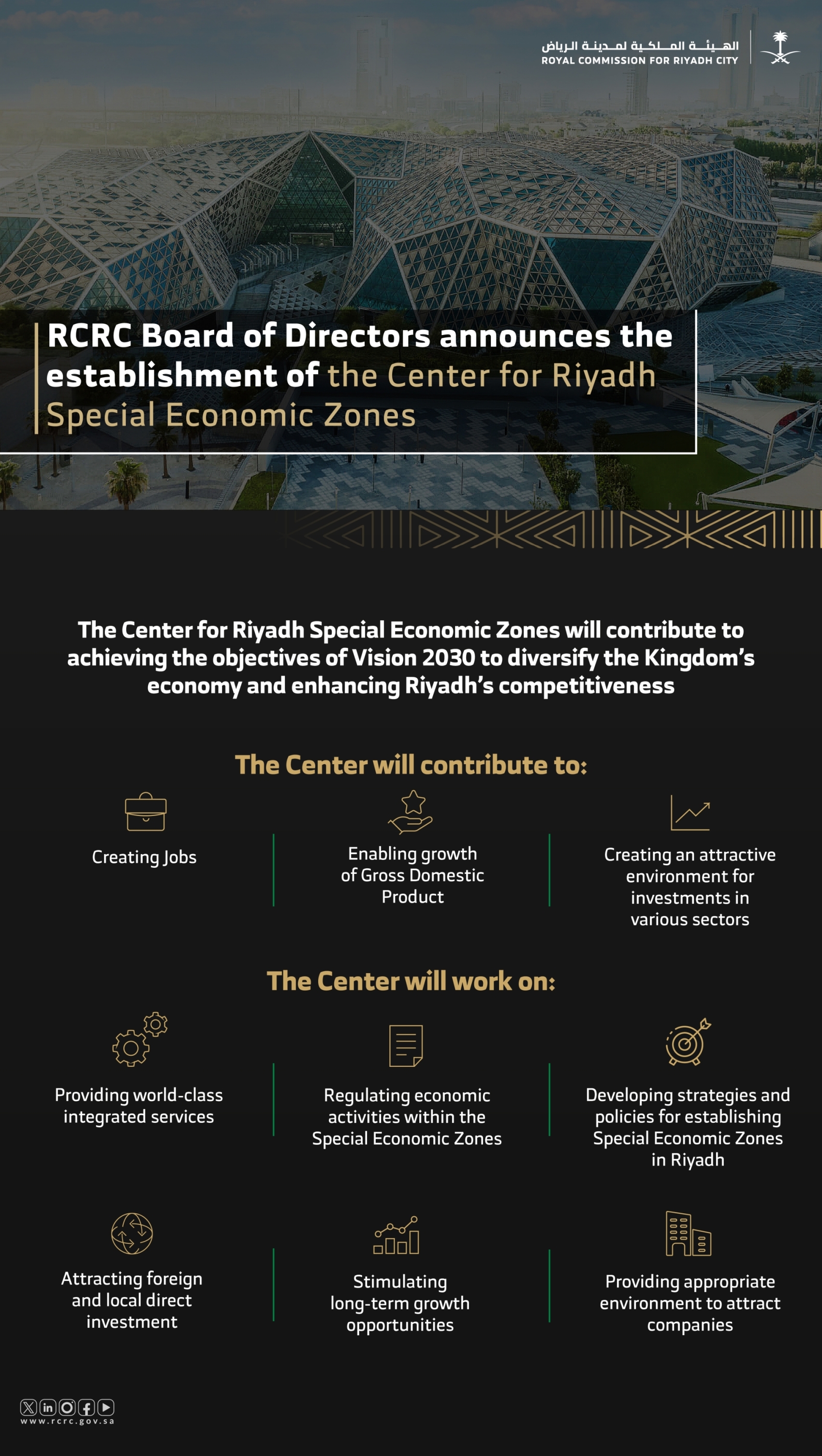 The Center will support the Vision 2030 goals by creating new