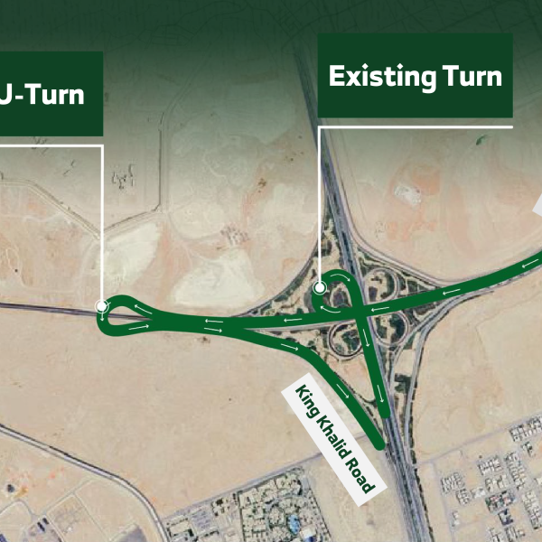 RCRC announces a new U-turn west of the King Khalid-King Salman Roads Intersection