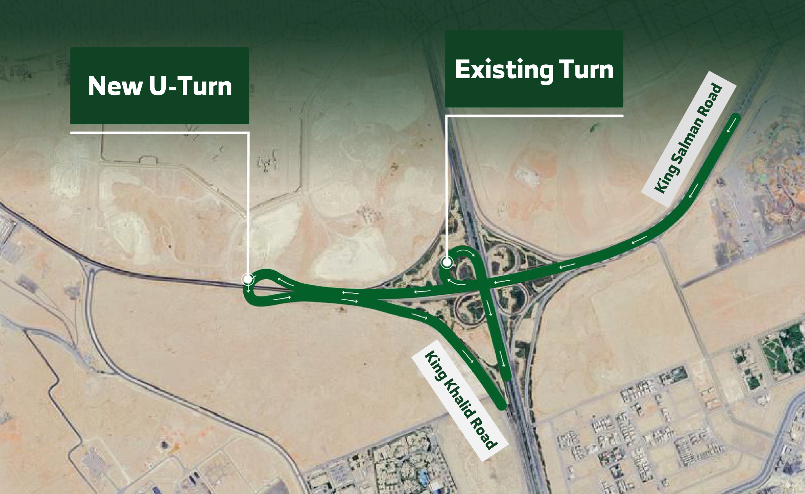 RCRC announces a new U-turn west of the King Khalid-King Salman Roads Intersection