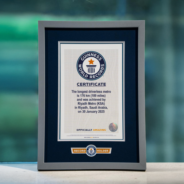 Riyadh Metro Earns Guinness World Record for the Longest Driverless Train Network