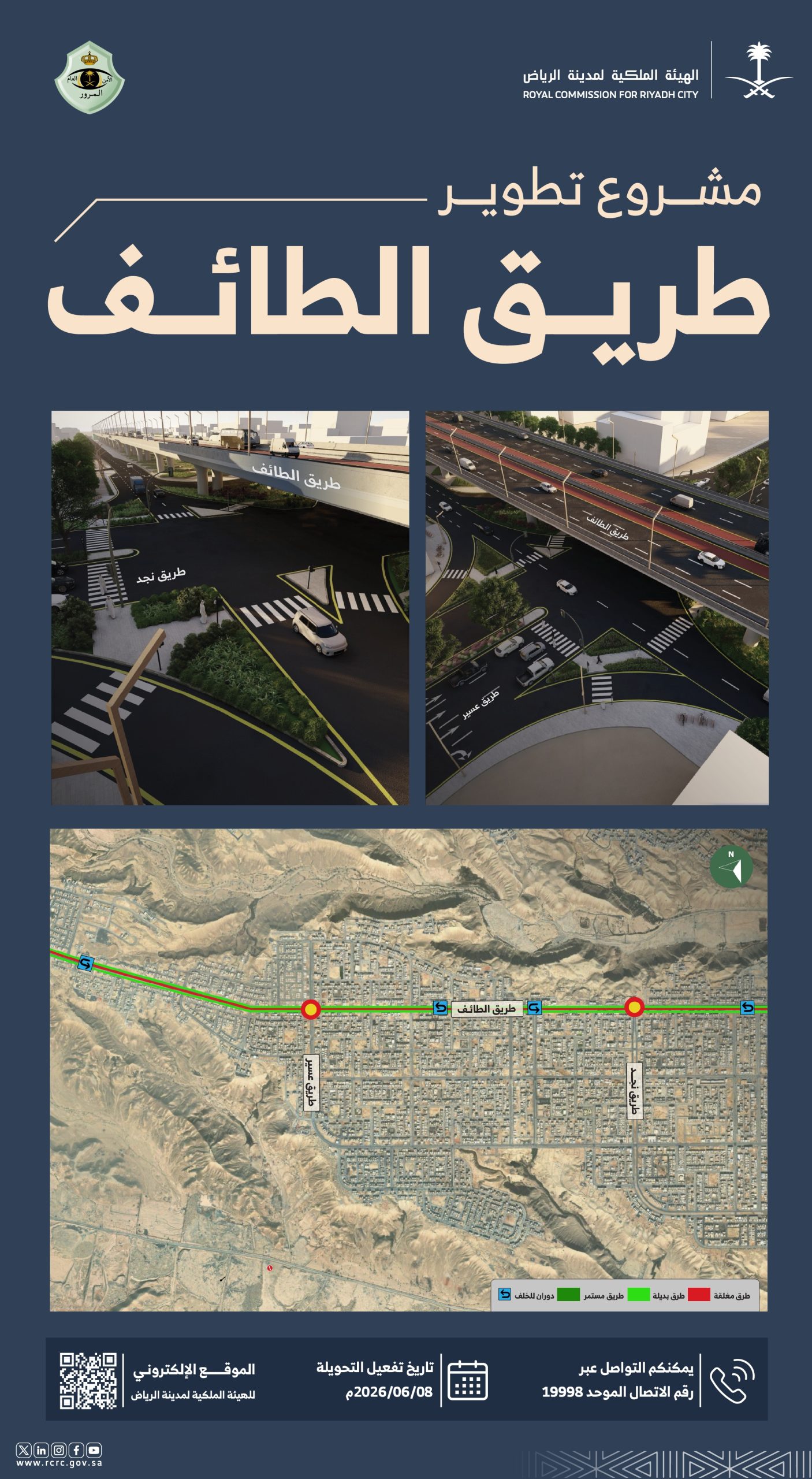 الهيئة الملكية لمدينة الرياض تبدأ تنفيذ جسرين ضمن مشروع تطوير طريق الطائف